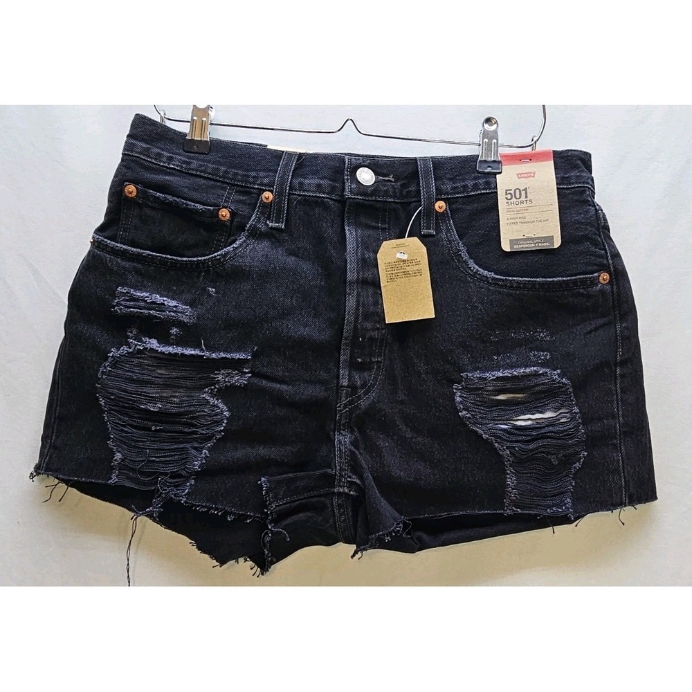 NWT Women's Levi's 501 Shorts Button Fly Fraying Distressed Destructed Cut Off
